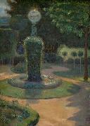 Johannes Martini Park mit Skulptur und Lampe painting